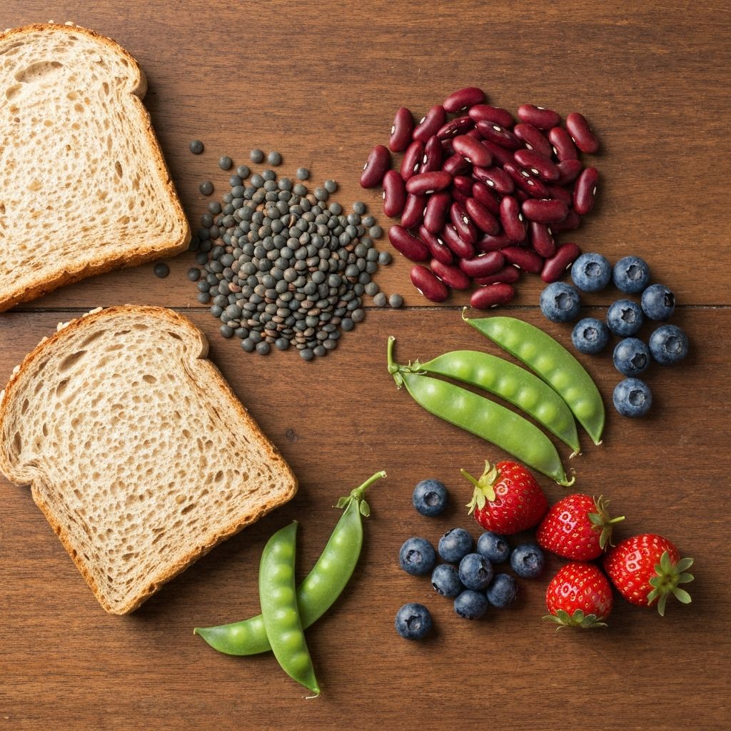 Aliments riches en fibres - légumineuses et grains complets