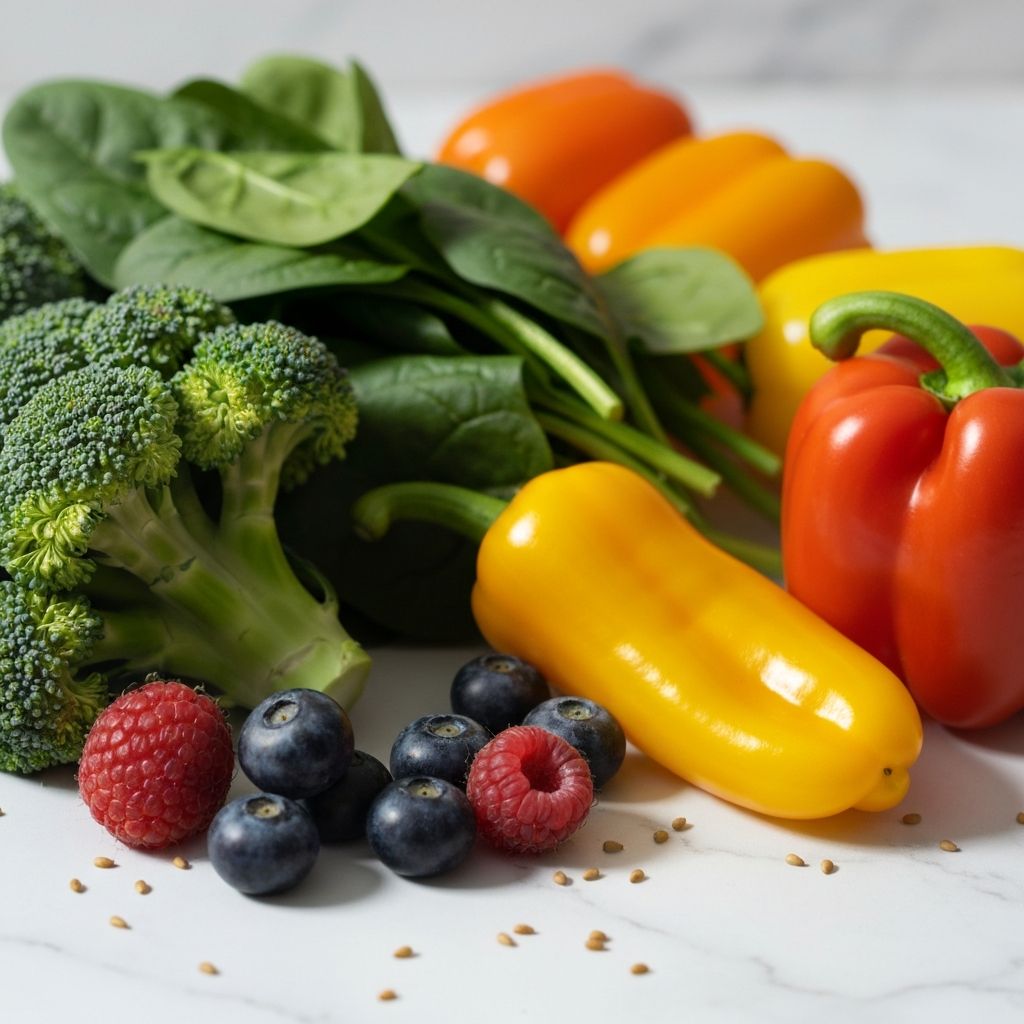 Assortiment de nutriments dans les fruits et légumes